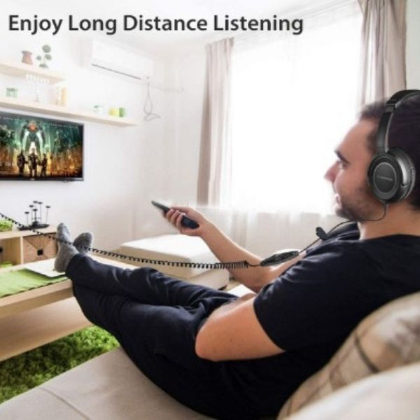 Avantree HF039 Long Coiled Cord Headphones for TV and PC with Volume Control