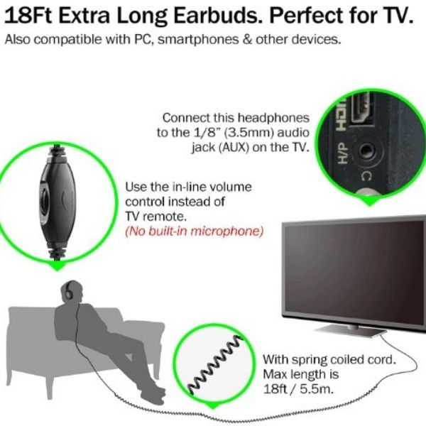 C G CHANGEEK Extra Long Cord Headphones