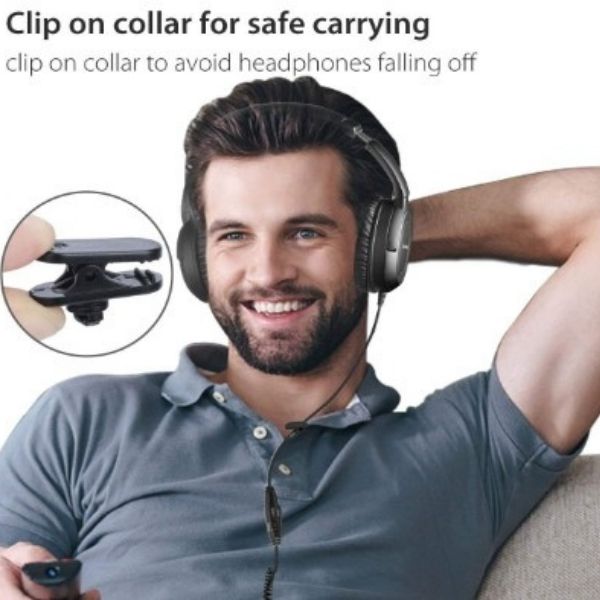 Avantree HF039 Long Coiled Cord Headphones for TV and PC with Volume Control